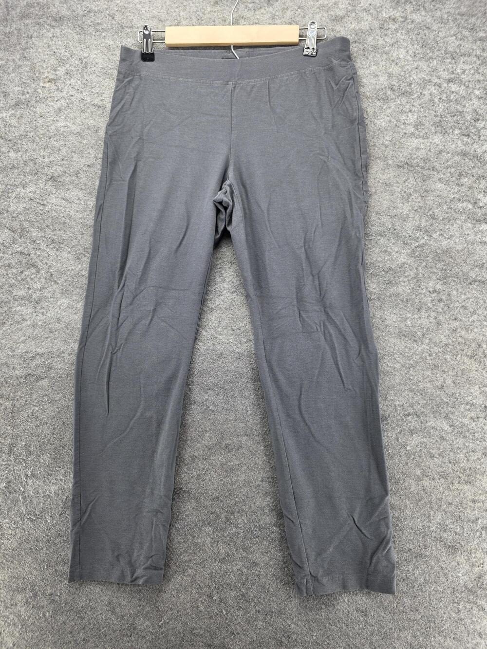 Eileen Fisher Pants Womens S Gray Straight Knit Pull On Elastic Waist Comfort